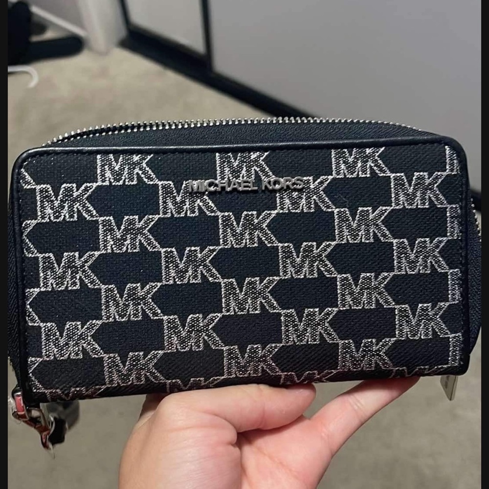Michael Kors Black and Silver Logo Wallet